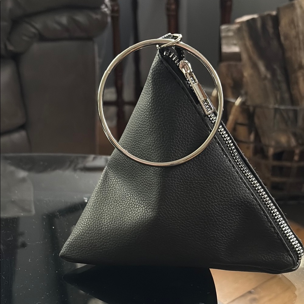 Black Triangle Wristlet Bag